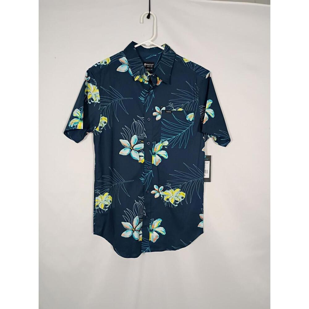 NWT Matrix Ink Gradient Exploded Floral Short Sleeve Button Down Mens Size Small